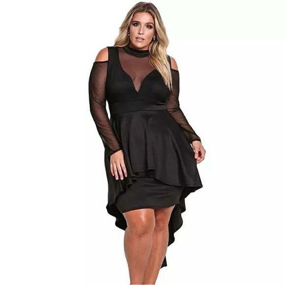 high low peplum dress plus size